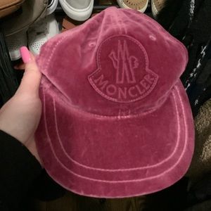 Moncler pink velvet hat